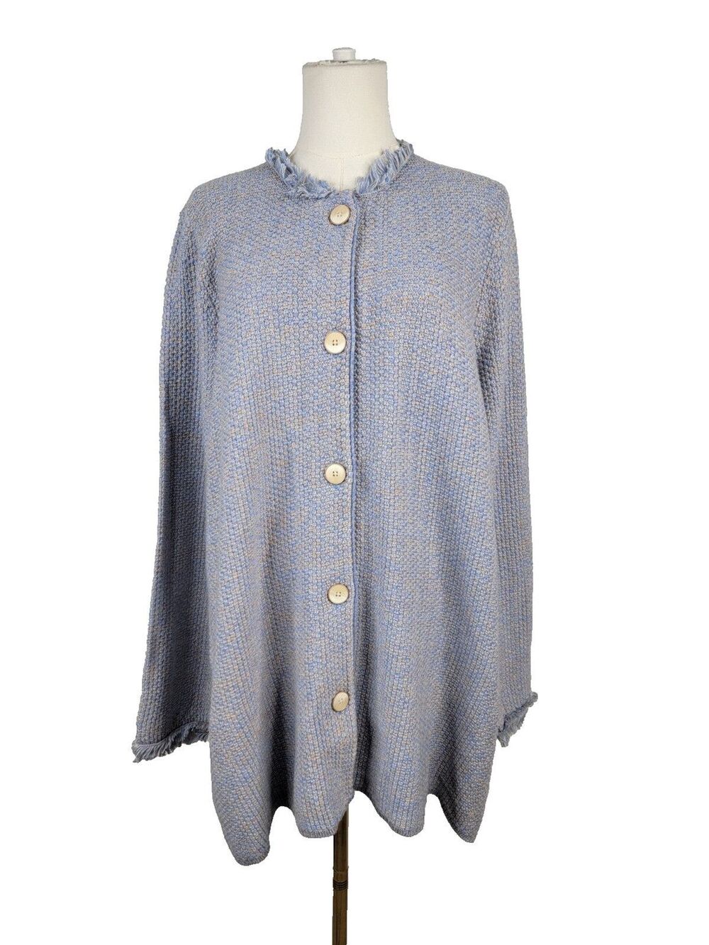 J McLaughlin Fringe Long Nan Cardigan Sweater XL Snag
